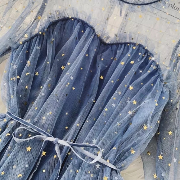 NWT Star Sheer Mini Party Dress S:Small - Picture 10 of 12